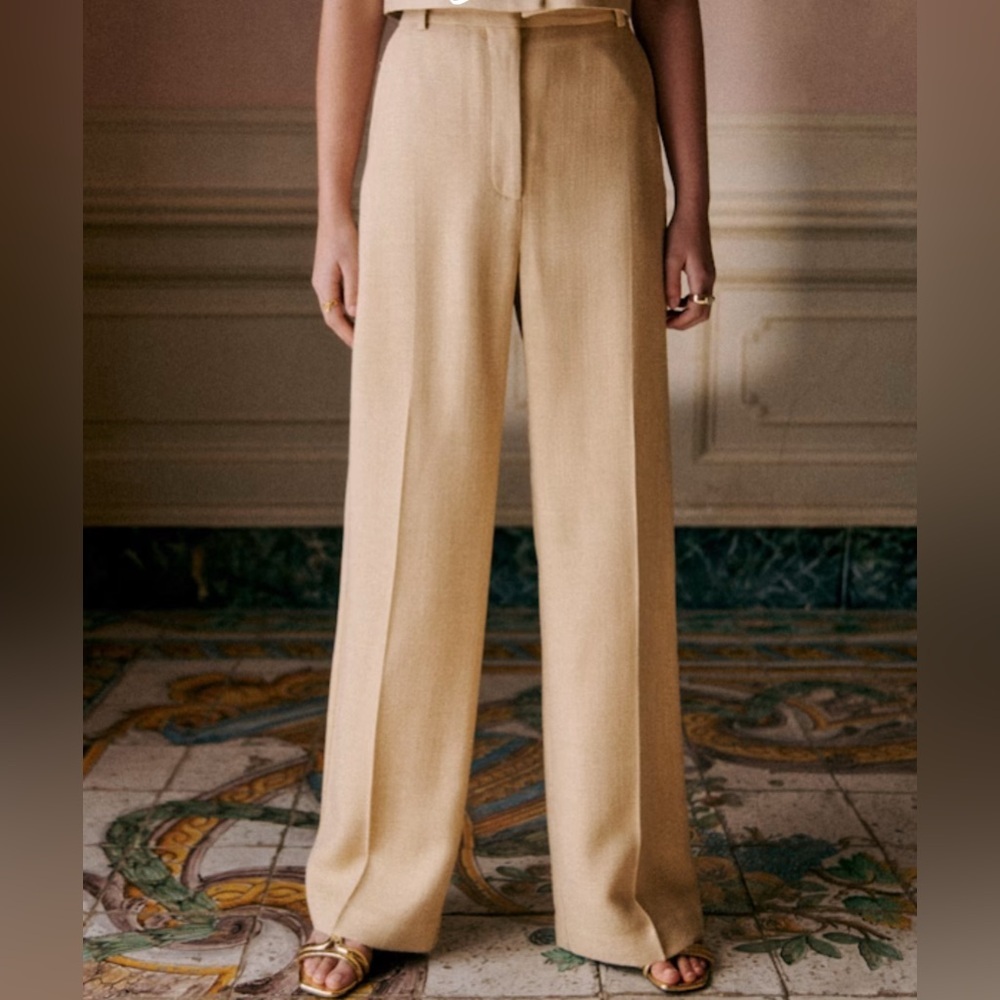 🌺 Sézane 🌺 EUC GIOVANNI TROUSERS LIGHT BEIGE SIZE 34/US2 - Picture 4 of 17